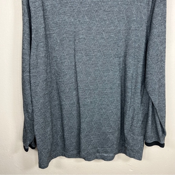 VINTAGE LARGE GEORGE GREY ARGYLE LONG SLEEVE POLO ACADEMIA STRETCH - Picture 7 of 11